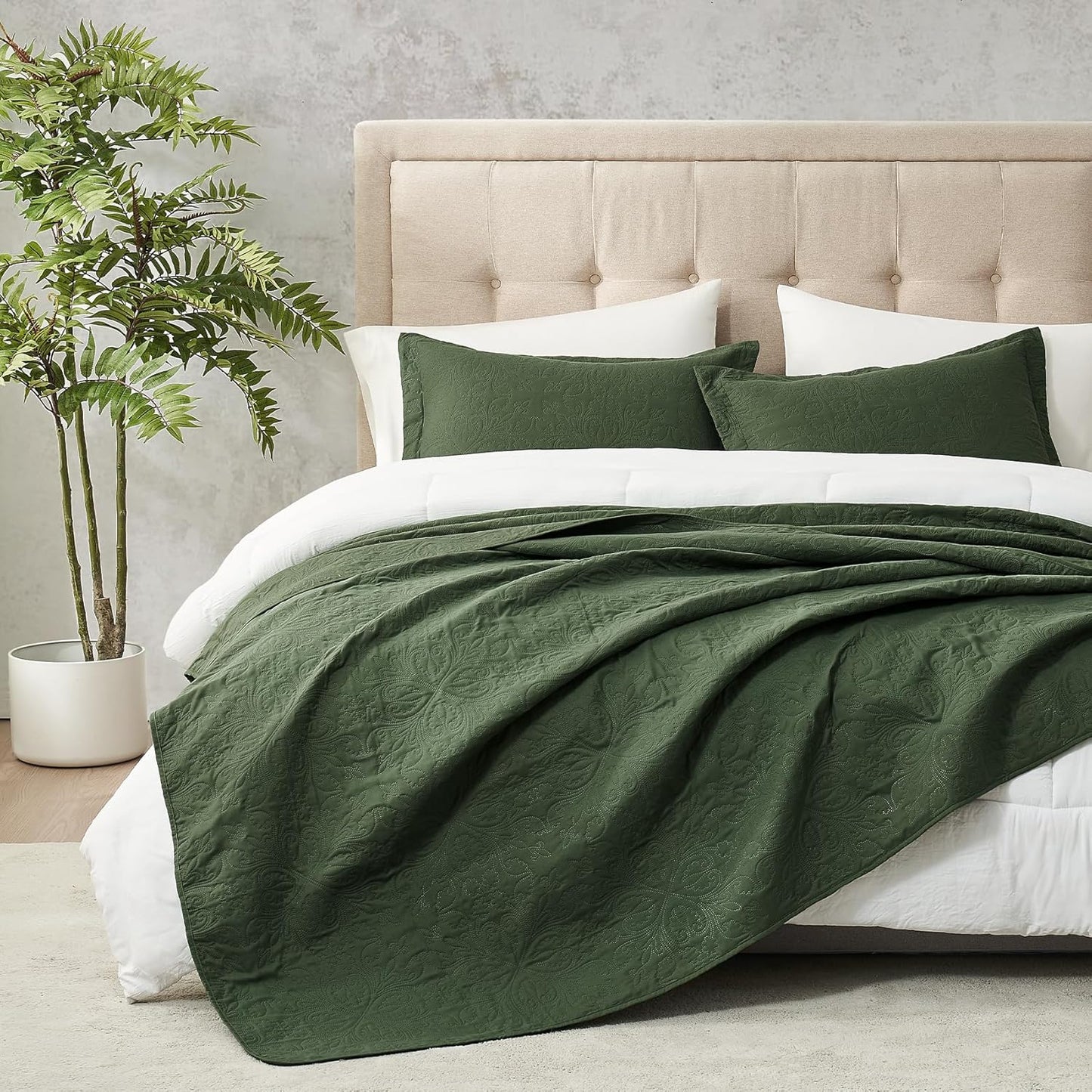 Hansleep Olive Green Quilt California King Size for All Seasons