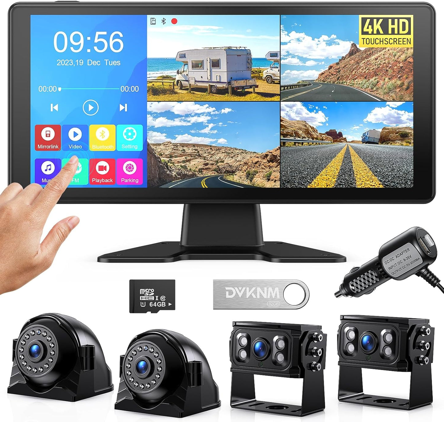 4K RV Backup Camera System with 10.36in Touchscreen Monitor