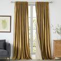 100% Full Blackout Golden Velvet Curtains 84 in - Luxury Room