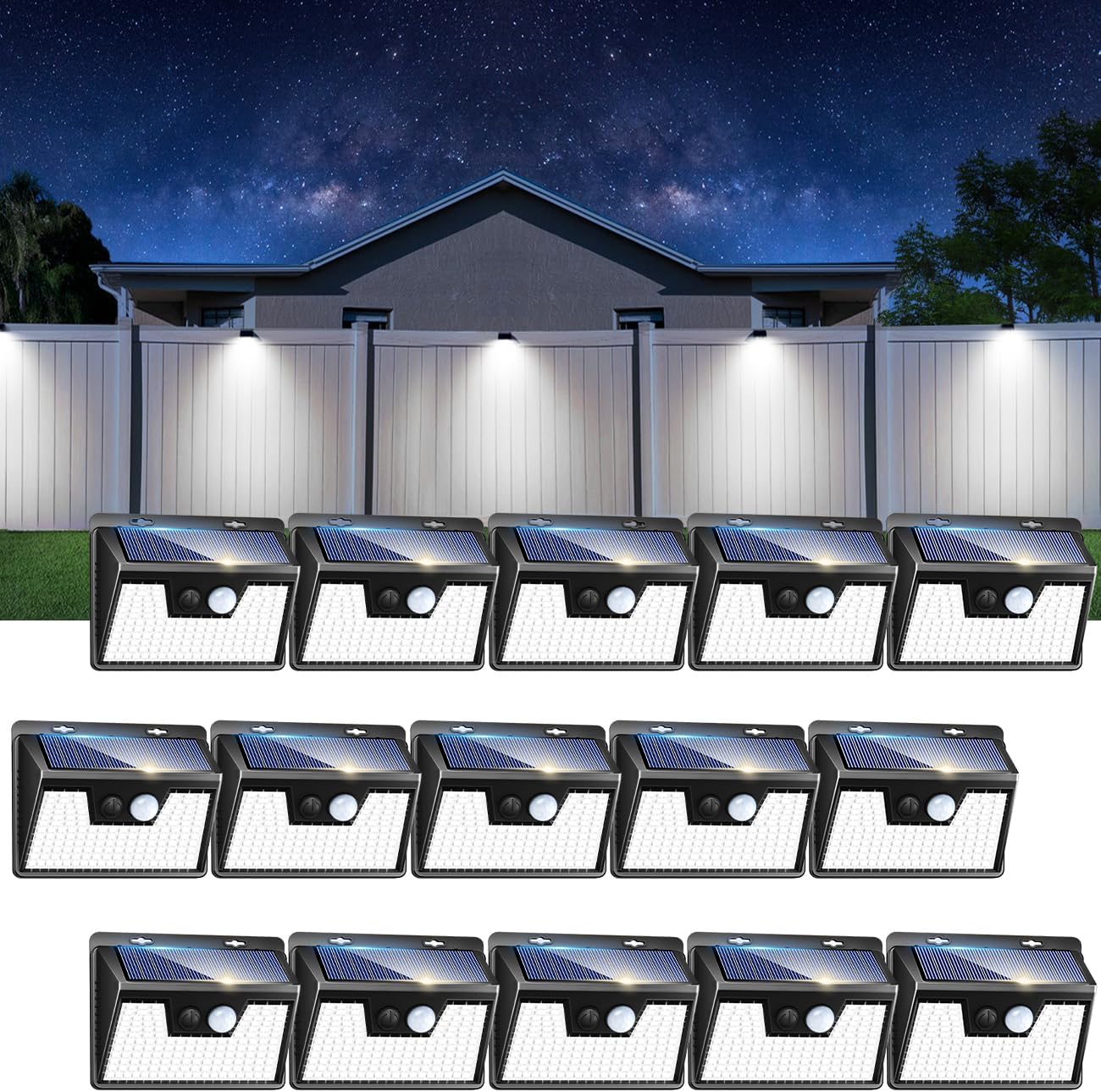 Peasur Solar Outdoor Lights - Ultra-Bright Motion Sensor 15 Pack