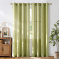 NICETOWN Fresh Green Linen Curtains for Kitchen and Bathroom
