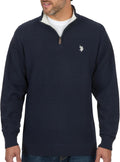 Men's Solid Texture Chest Stripe 1/4 Zip Pullover Sweater - Classic
