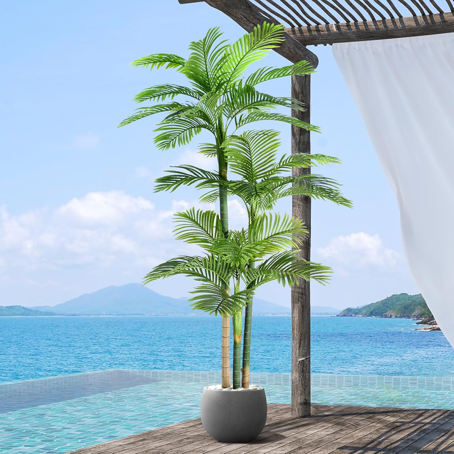 8.5ft Artificial Golden Cane Palm Tree for Indoor and Outdoor Use