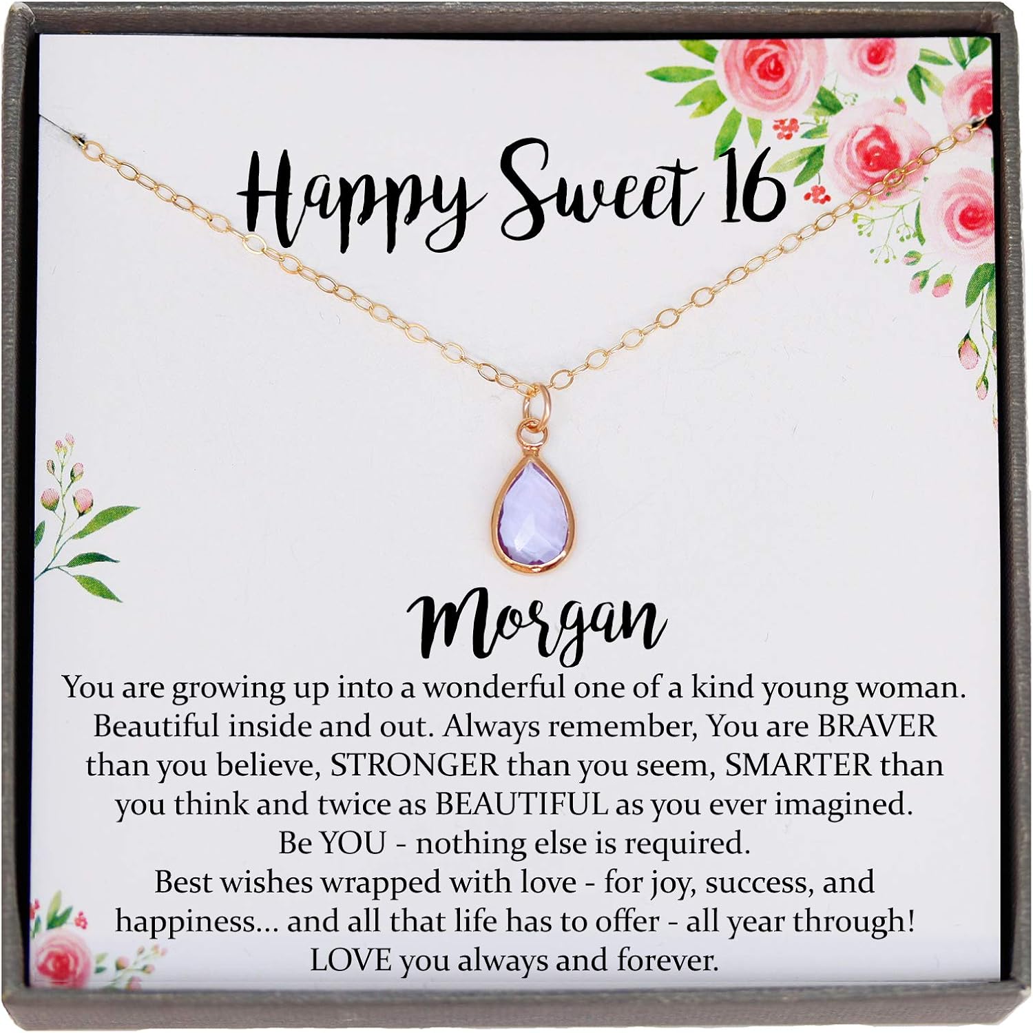 Personalized Sweet 16 Gift Necklace with Meaningful Message