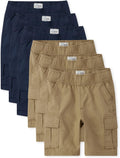 Boys Essential Cargo Shorts - Comfortable Pull On 6-Pack