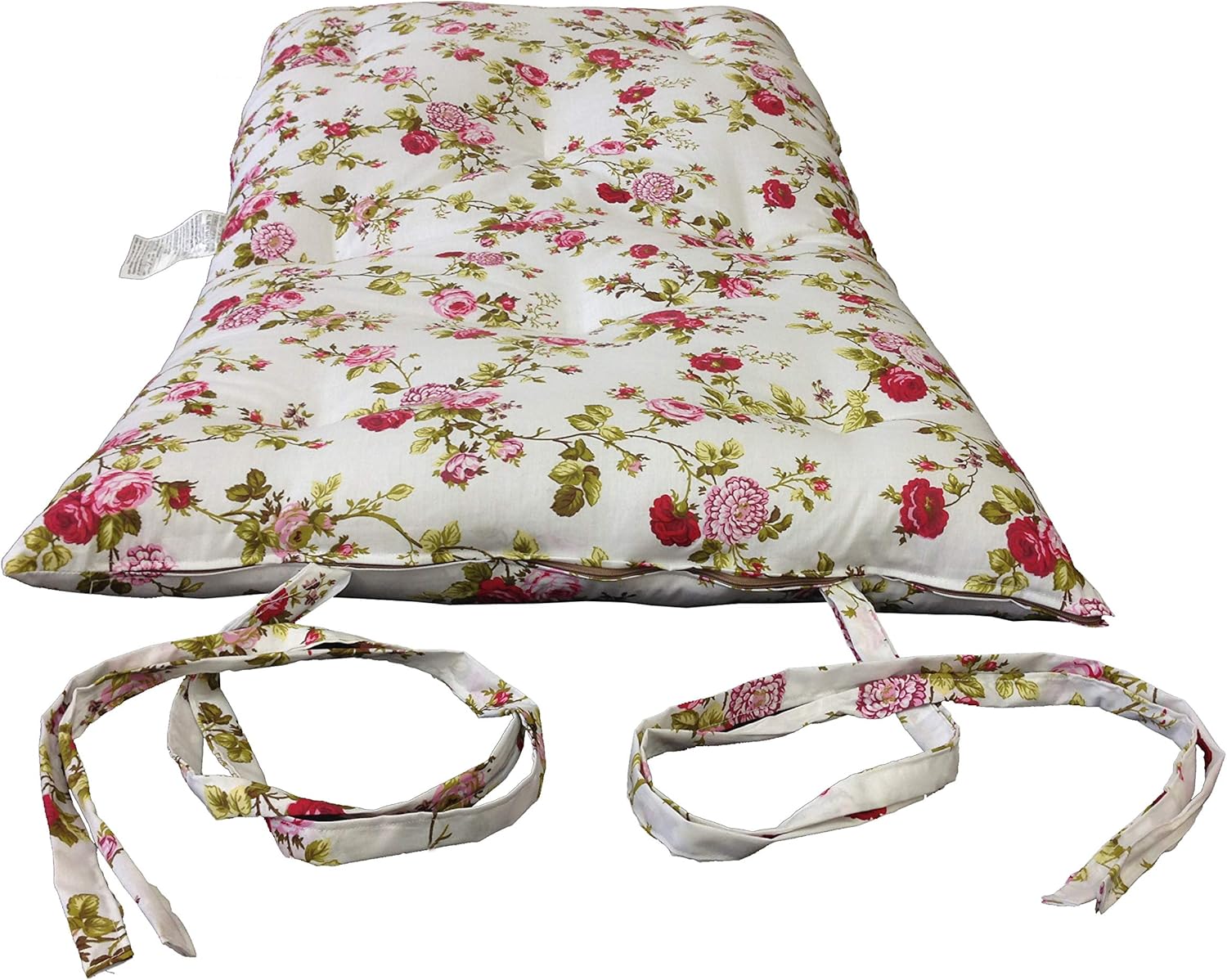 Japanese Floor Futon Mat 3 Thick | Yoga Meditation Cushion - Red Rose White