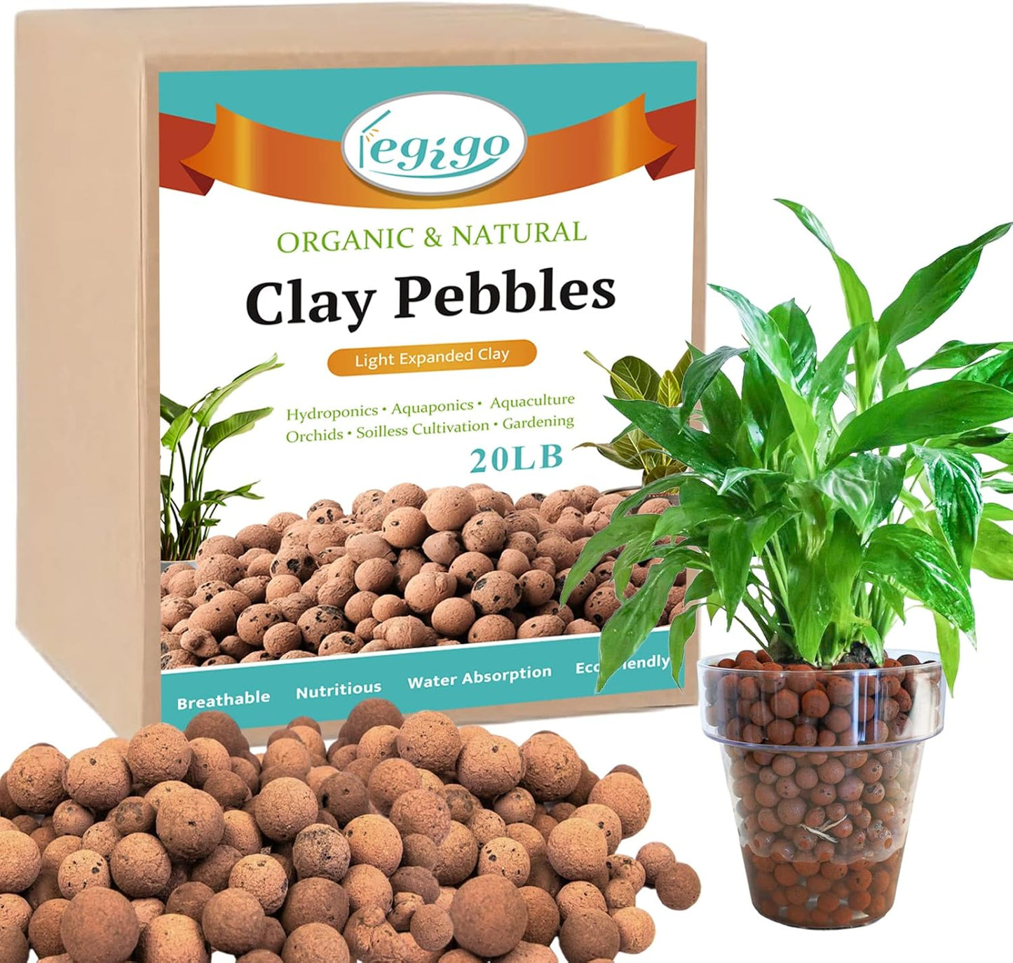 Organic Leca Clay Pebbles for Plants - Perfect for Hydroponics