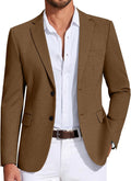Mens Casual Blazer Knit Sport Coat - Lightweight Stretch Two-Button
