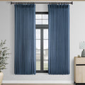 Pinch Pleated Navy Blue Linen Curtains for Living Room 63 in