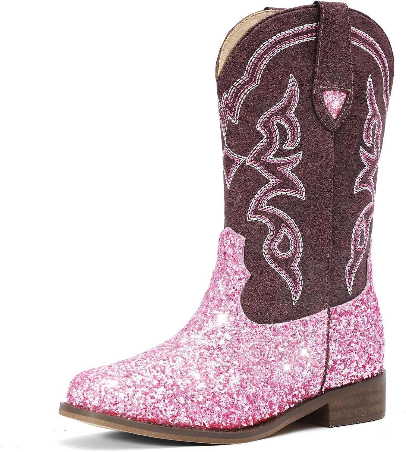 Toddler Girls Cowboy Boots - Sparkle Glitter Mid Calf Riding Shoes