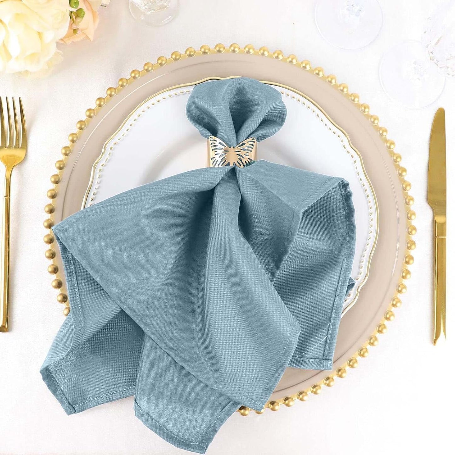 Dusty Blue Seamless Dinner Napkins Set of 100 for Events