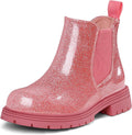 Girls Glitter Chelsea Ankle Boots with Side Zipper - Waterproof Style