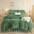 Fuzzy Sage Green Comforter Cover Twin Set - Fluffy Twin Bedding