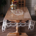 Clear Table Cover Protector with White Lace Pattern - Protective Clear