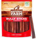 Natural Farm Odor-Free Bully Sticks 6 in, 25 Pack - Long-Lasting Chews