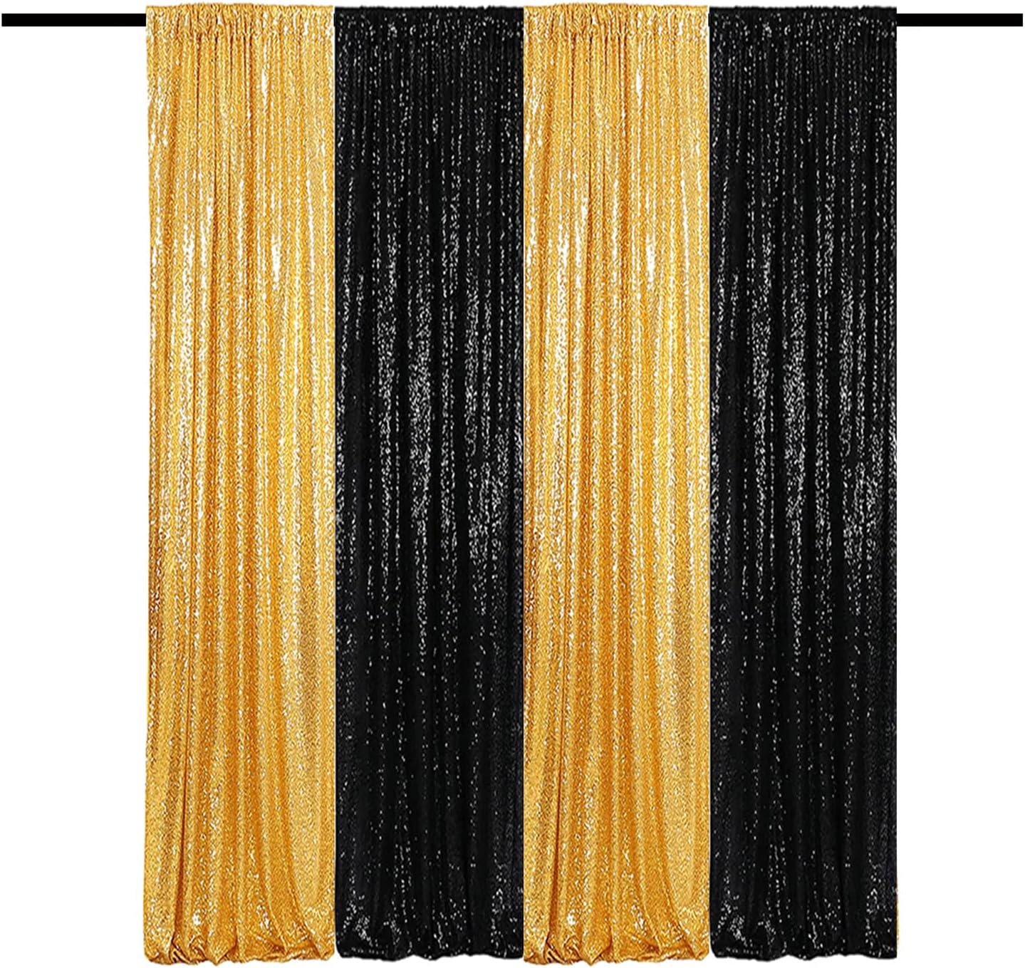 Black Gold Sequin Backdrop Curtain for Stunning Party Decor