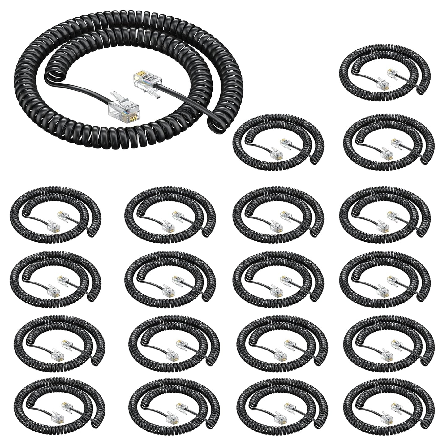 RJ9 4P4C Telephone Cord for Clear Communication - 20 Pack
