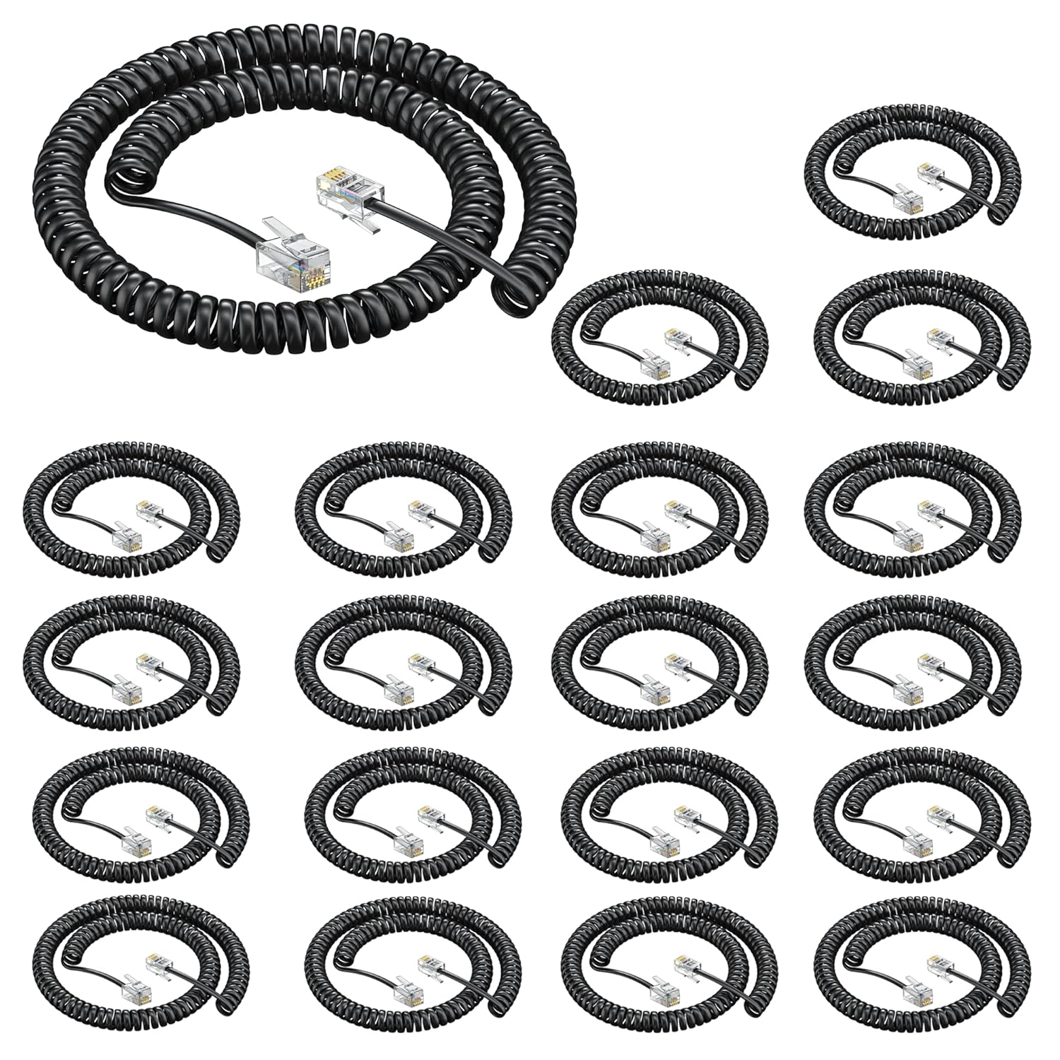 RJ9 4P4C Telephone Cord for Clear Communication - 20 Pack
