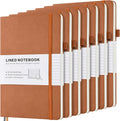 MALEDEN Lined Journal Notebook 7 Pack - Durable PU Leather Notebooks