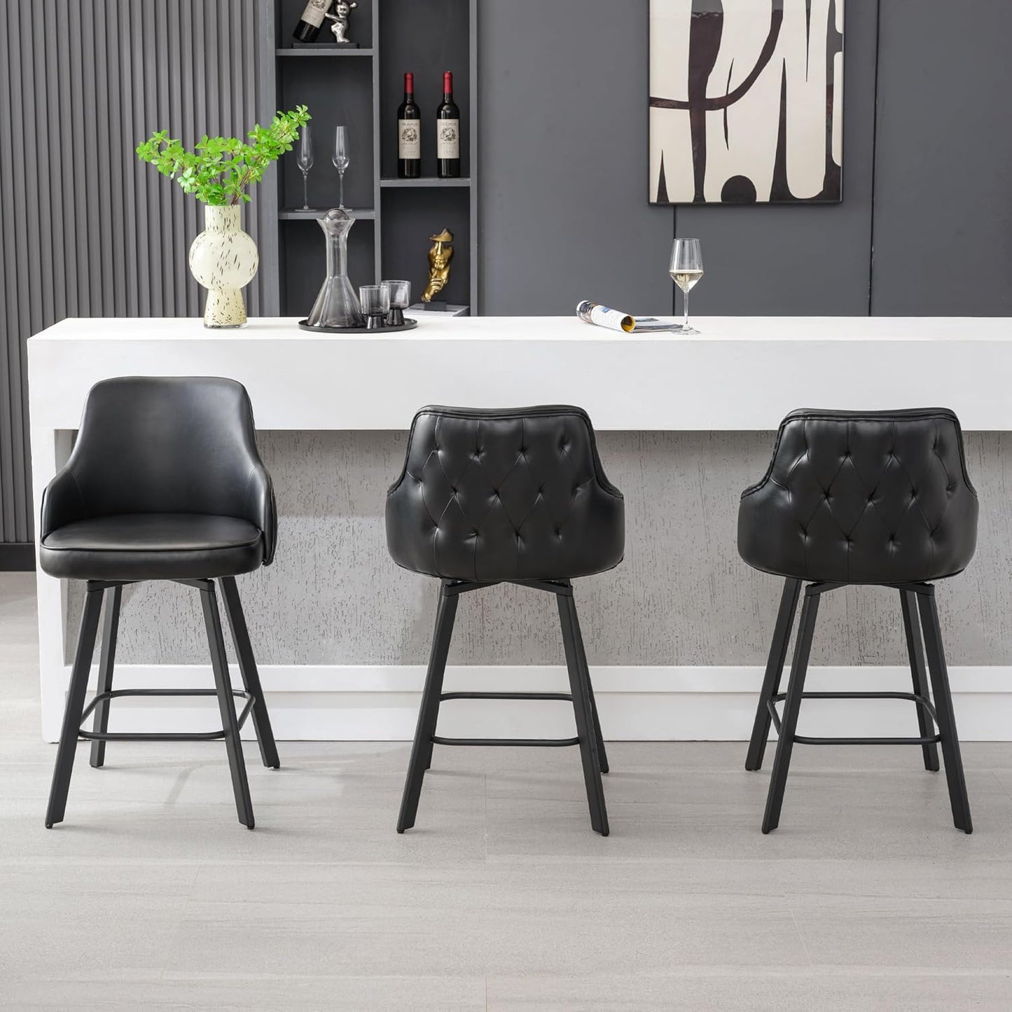 Stylish 26 Inch Swivel Counter Height Bar Stools Set of 3