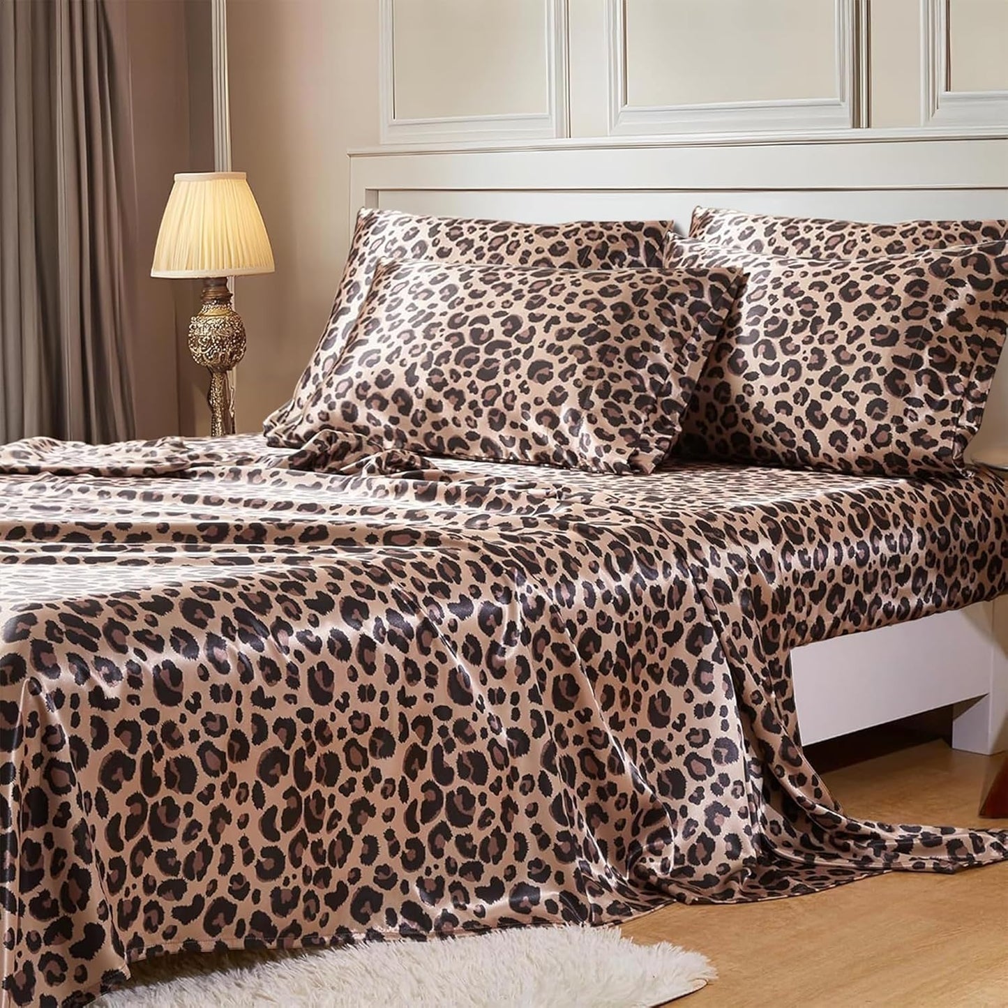 MR&HM Satin Bed Sheets Set for Queen Size with Deep Pocket