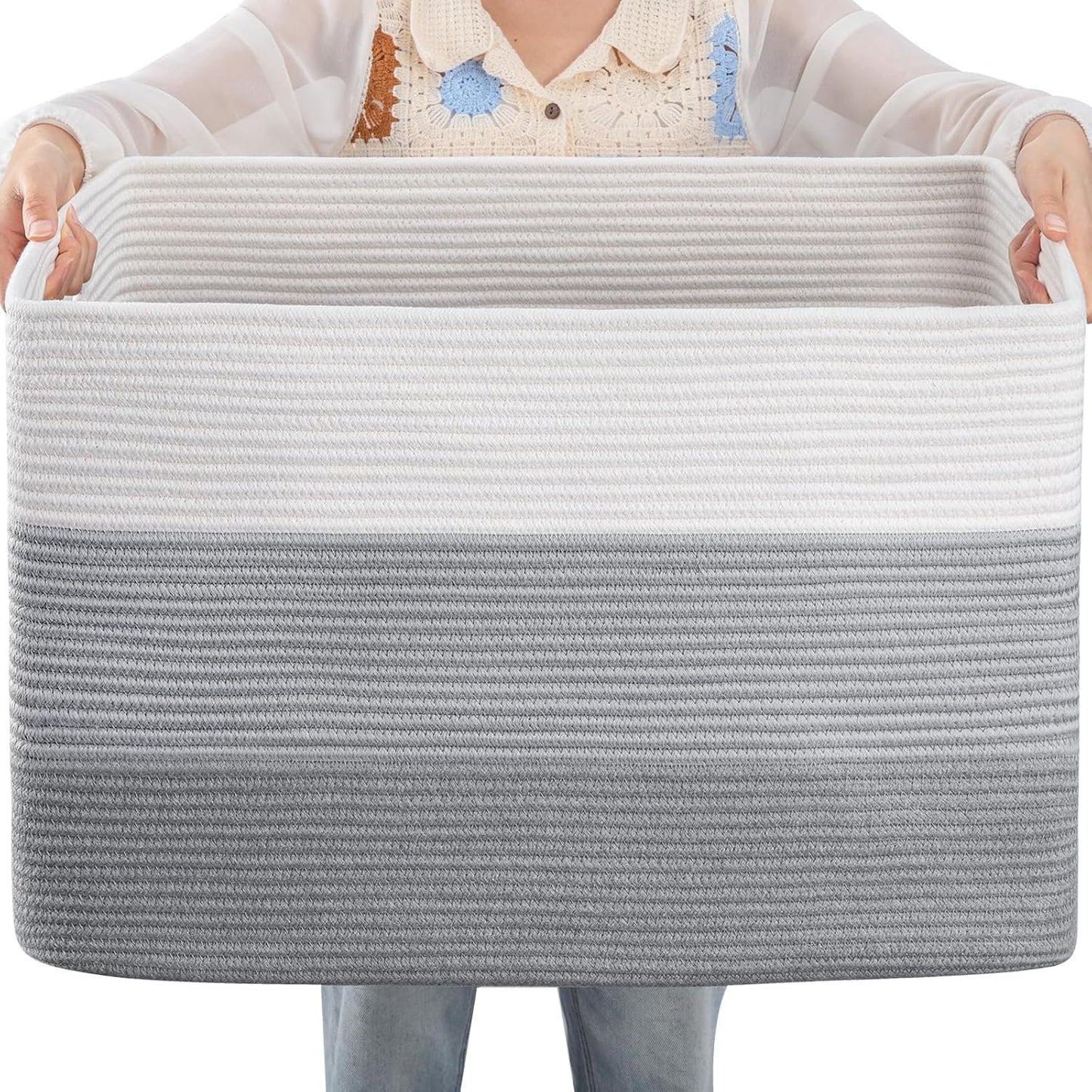 108L Large Cotton Rope Basket for Storage and Organization