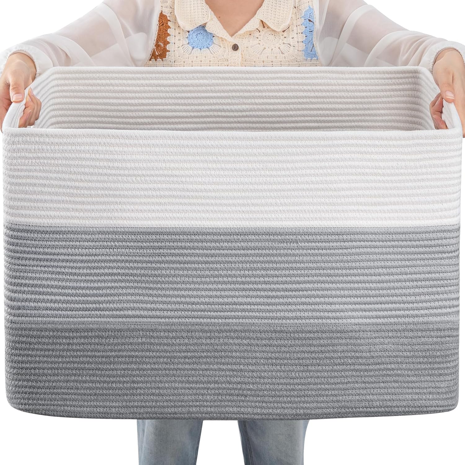 108L Large Cotton Rope Basket for Storage and Organization