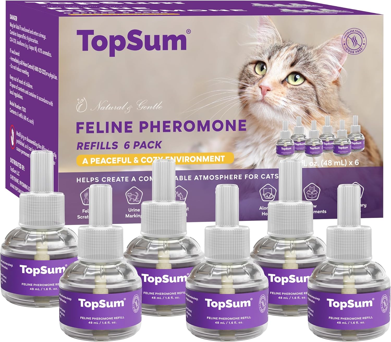 TopSum Cat Calming Diffuser Refill Pack for Stress Relief