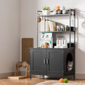 Cozy Castle Litter Box Enclosure with Cabinet and Shelves - Hidden Cat