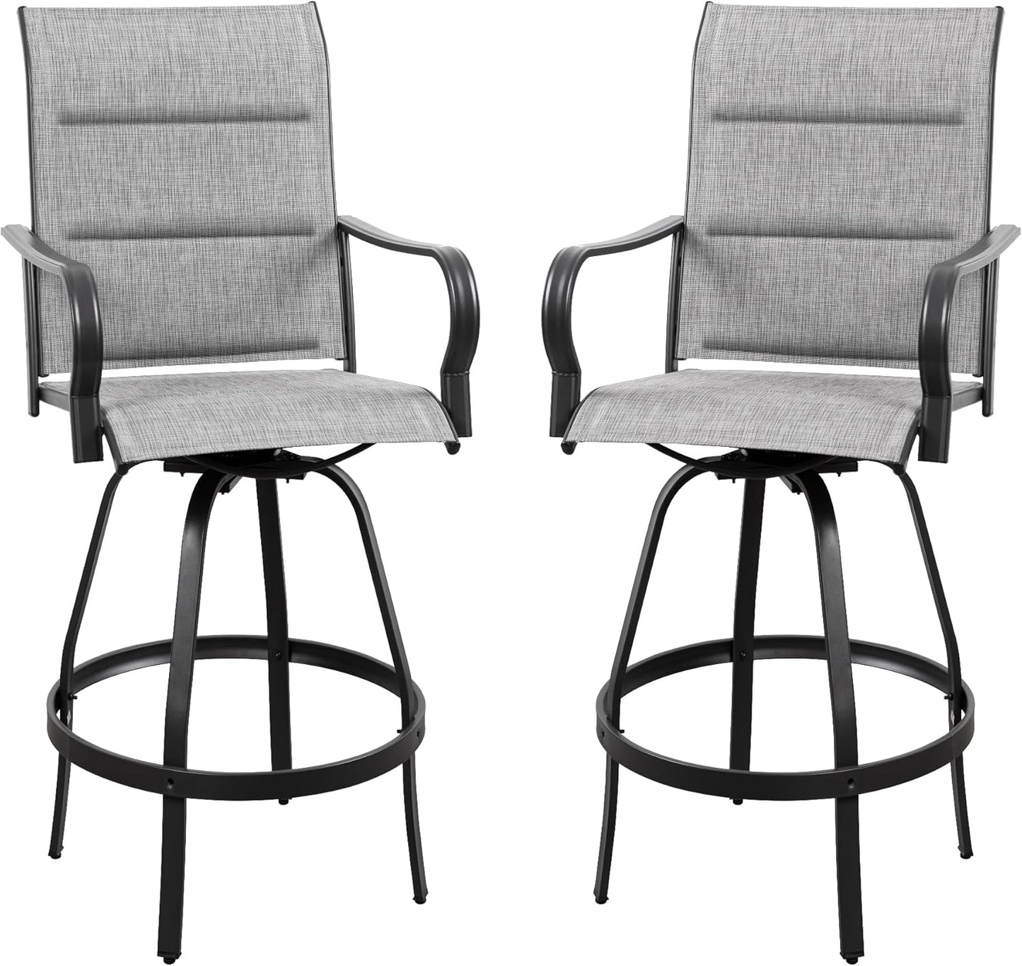 Vongrasig 2 Piece Outdoor Patio Swivel Bar Chairs for Comfort