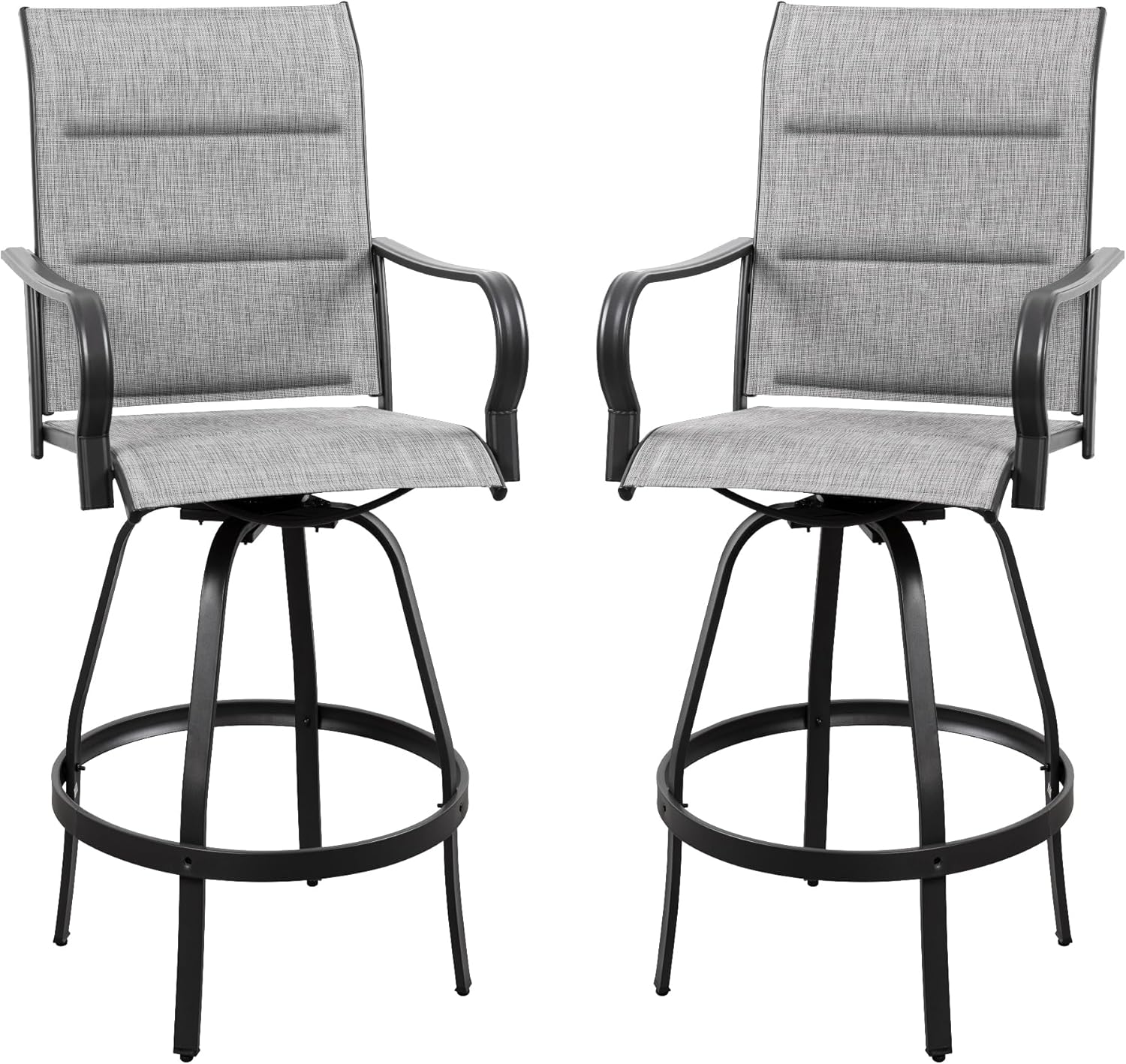 Vongrasig 2 Piece Outdoor Patio Swivel Bar Chairs for Comfort