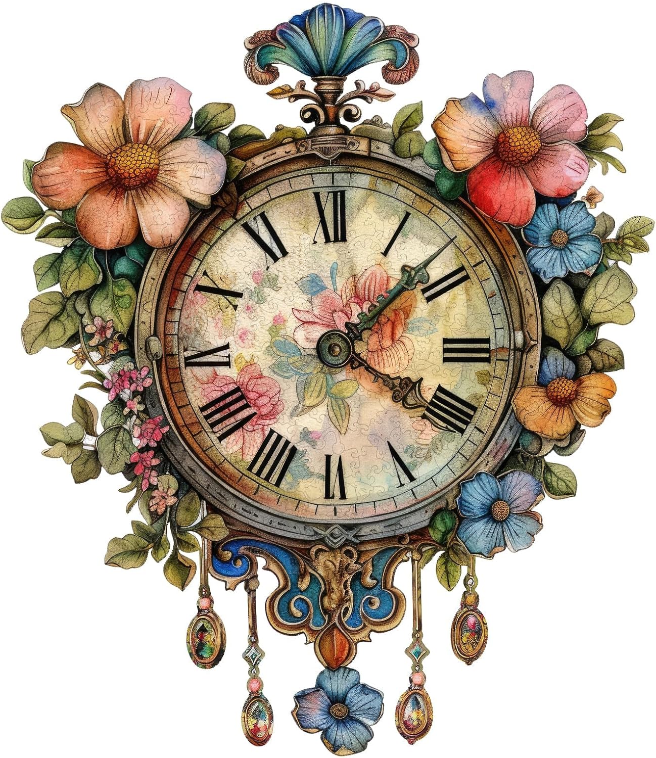 Wooden Jigsaw Puzzles - Flower Clock 500 Pcs for All Ages
