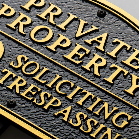 Private Property No Soliciting Sign with Heavy Duty Metal Design