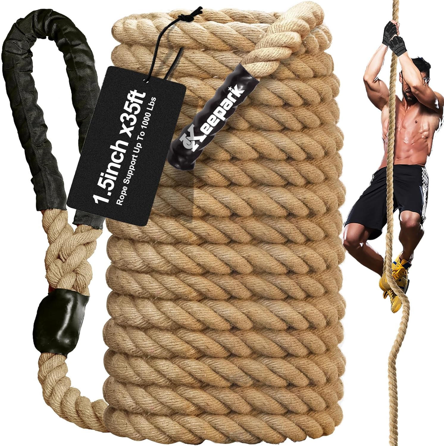 Climbing Rope 1.5 Inch Diameter for Fitness & Strength Training