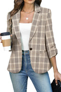 ELLEVEN Women's Ruched 3/4 Sleeve Blazer - Slim Fit Business Casual 2%