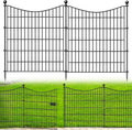 5 Panels Decorative Garden Fence with Gate - Rustproof Metal Border