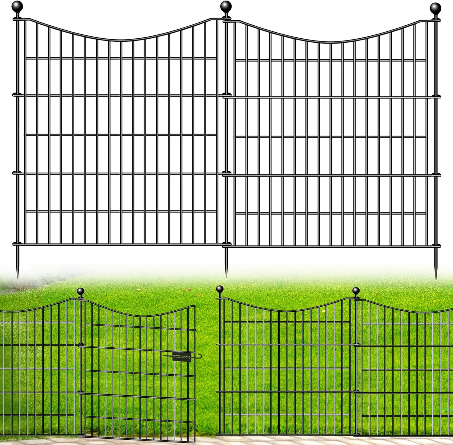 5 Panels Decorative Garden Fence with Gate for Outdoor Spaces