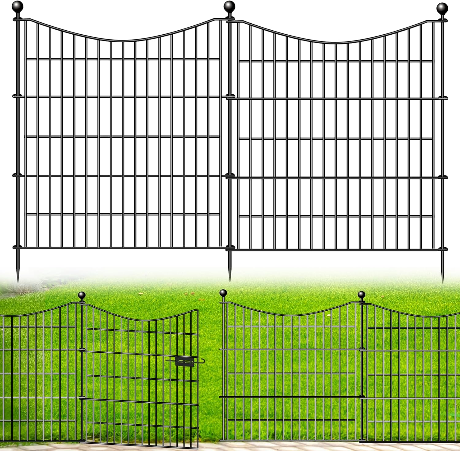 5 Panels Decorative Garden Fence with Gate for Outdoor Spaces