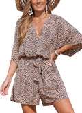 Black Leopard Summer Romper - Casual Wide Leg Mini Jumpsuit