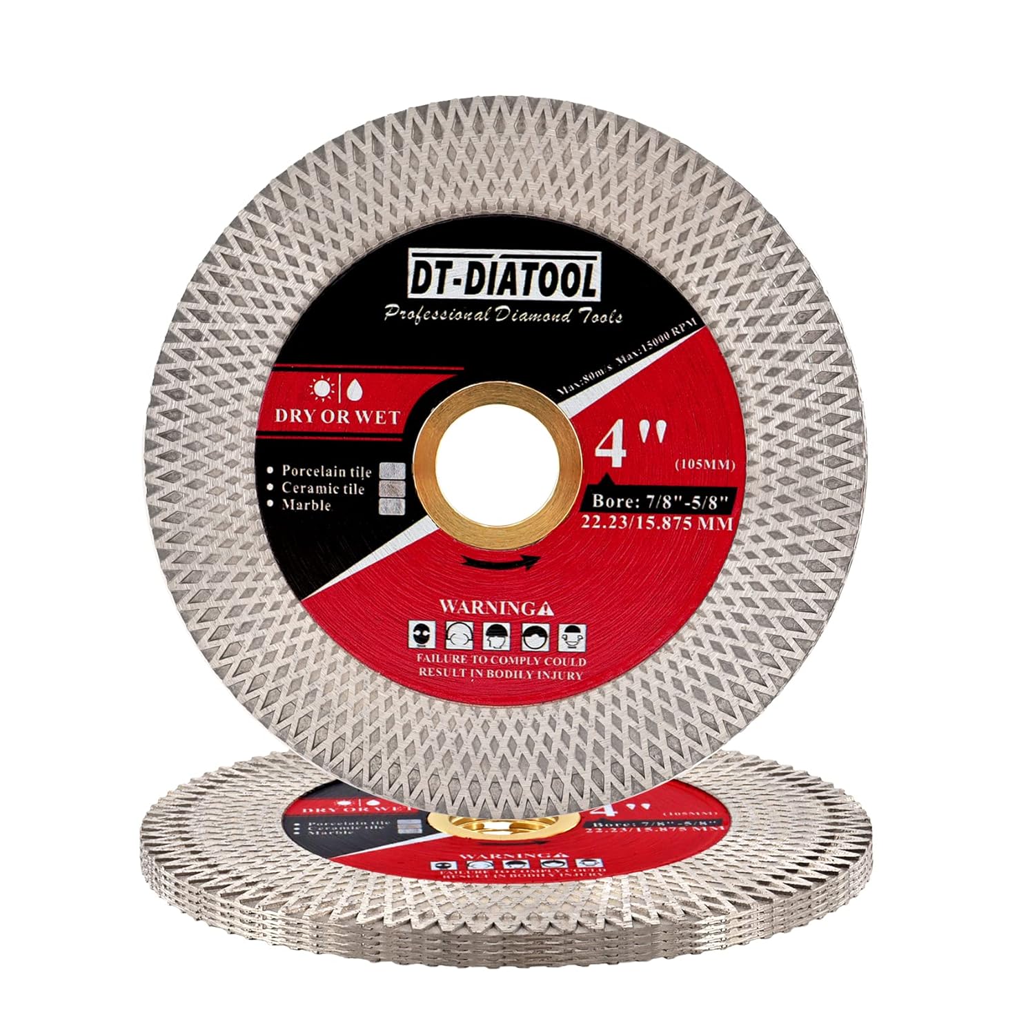 DT-DIATOOL 4 Diamond Tile Blade 5-Pack - Double-Sided Mesh Cutting for Precision Cuts