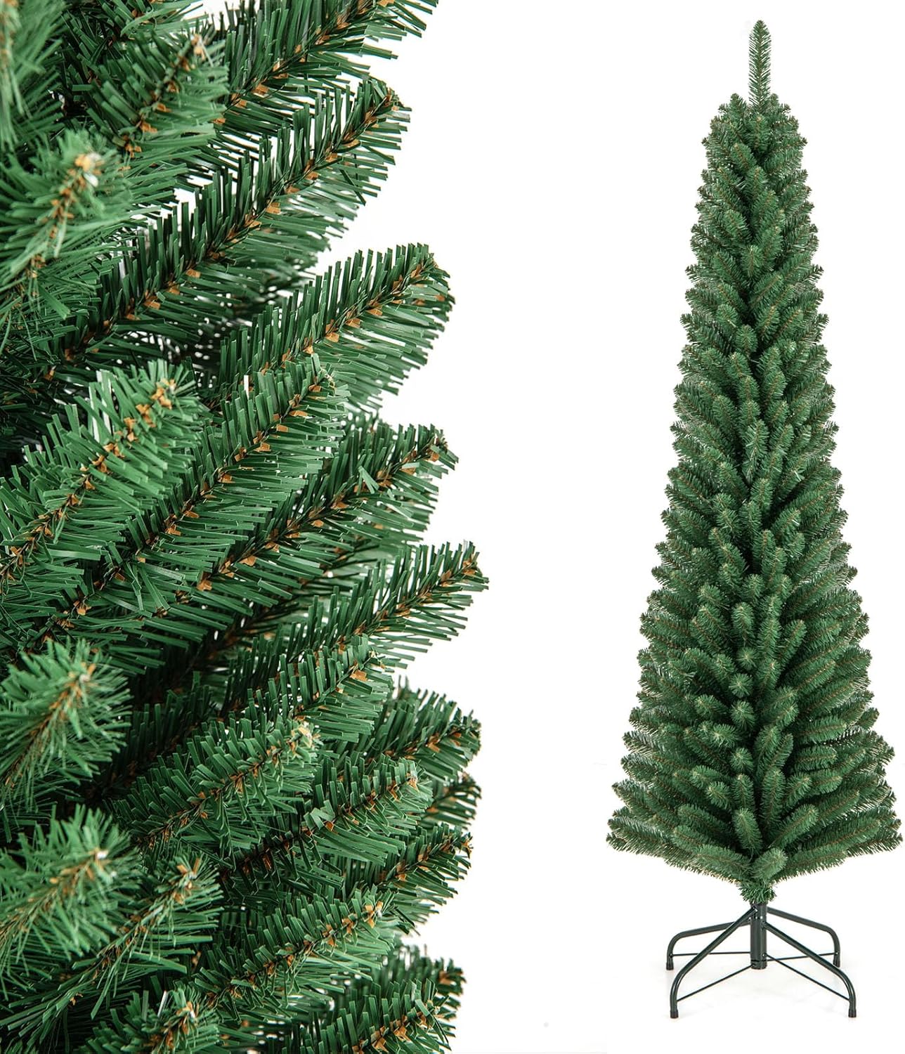 6 FT Pencil Christmas Tree with 392 Branch Tips for Home Decor