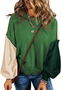 Dokotoo Women's Colorblock Crewneck Cotton Sweater - Cozy Style Shoes