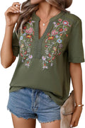 Embroidered Summer Blouse for Women - Vibrant Mexican Style Shirt