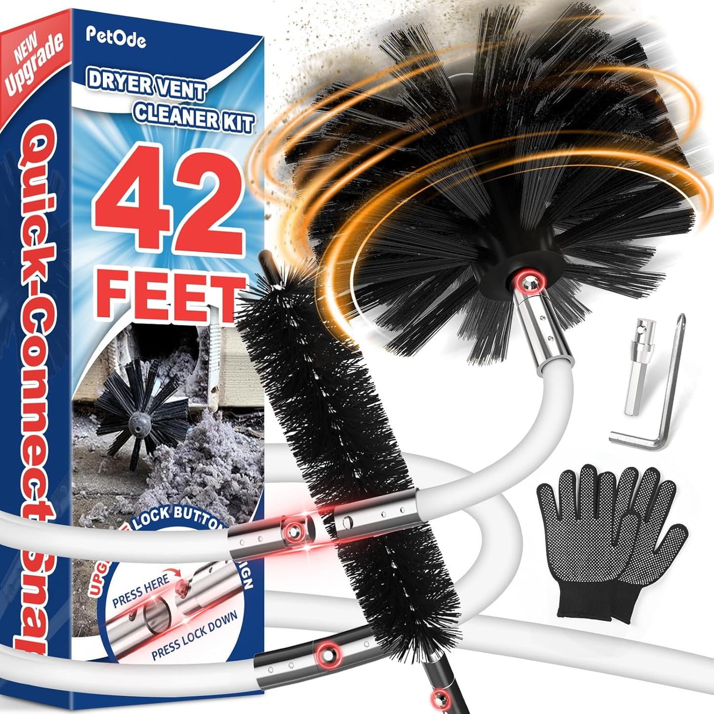 42-Feet Dryer Vent Cleaner Kit for Safe and Efficient Cleaning