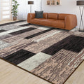 Large Area Rugs Modern Geometric Patchwork Rug - 9x12 Chocolate