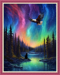 Funxvoot Stamped Cross Stitch Kit Northern Lights Scenery - Easy