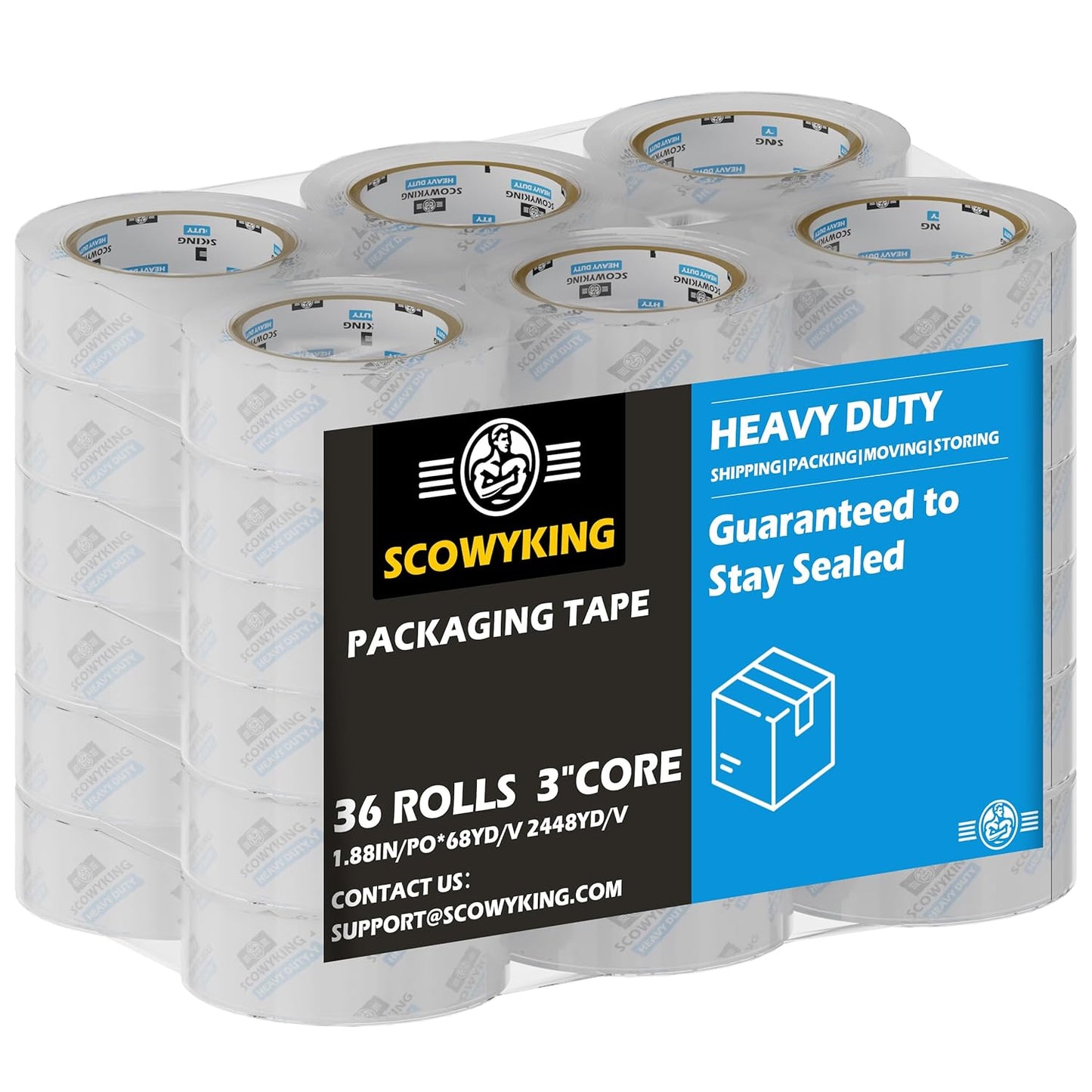 36 Rolls Clear Packing Tape for Heavy Duty Shipping Needs
