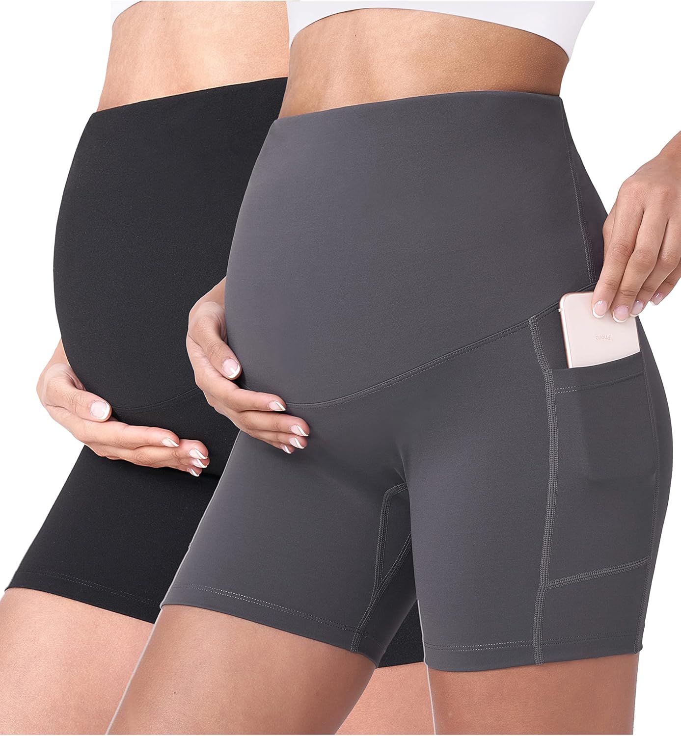 Maternity Yoga Shorts for Women - Comfortable Over Belly Design