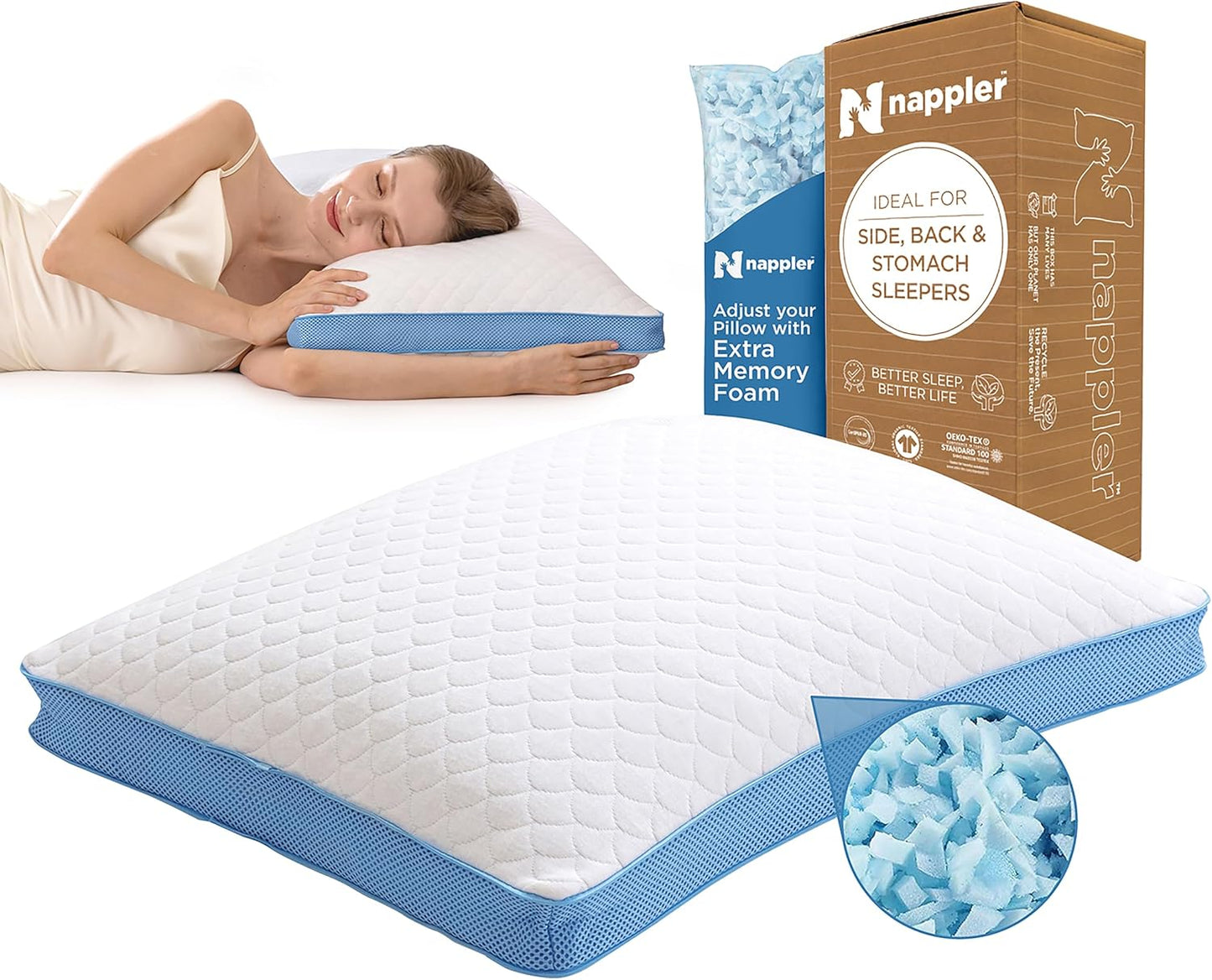 Side and Back Sleeper Pillow for Neck and Shoulder Pain Relief