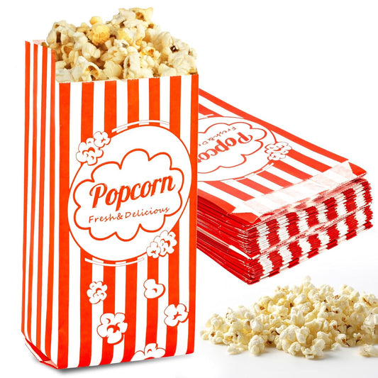 100 Disposable Popcorn Bags - Party Snack Packs by MAQIHAN
